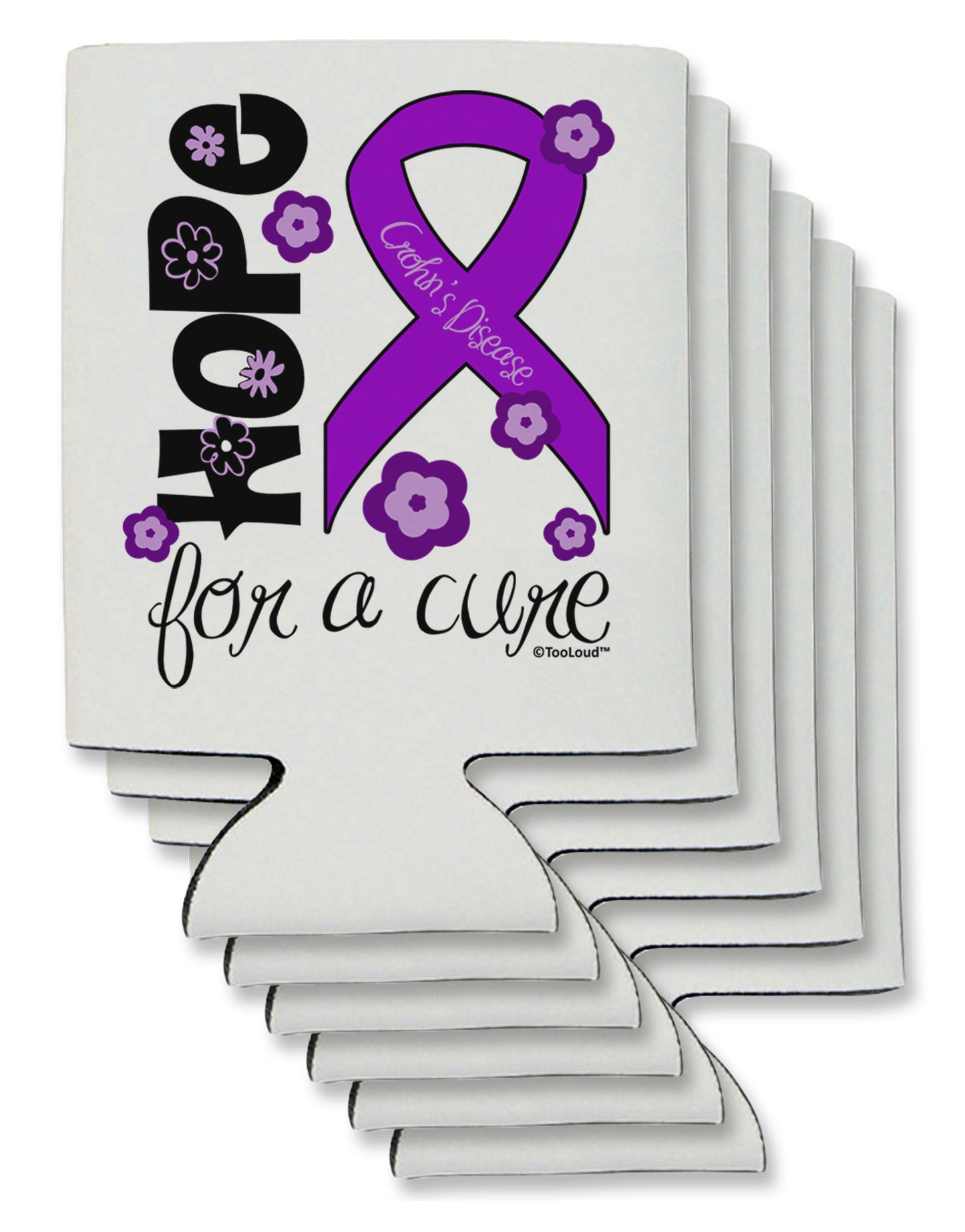 Hope for a Cure - Purple Ribbon Crohn?ÇÖs Disease - Flowers Can / Bottle Insulator Coolers-Can Coolie-TooLoud-6-Davson Sales