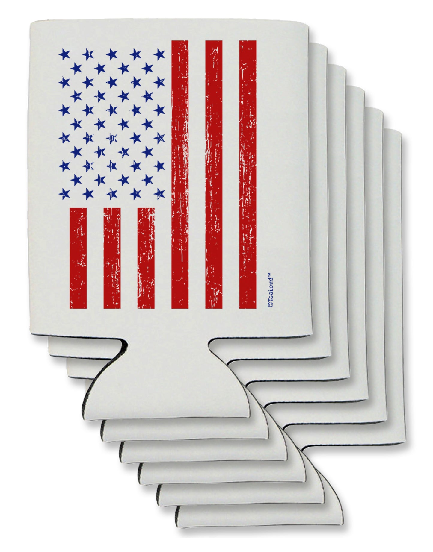 Red and Blue Stamp Style American Flag - Distressed Can / Bottle Insulator Coolers by TooLoud-Can Coolie-TooLoud-6-Davson Sales