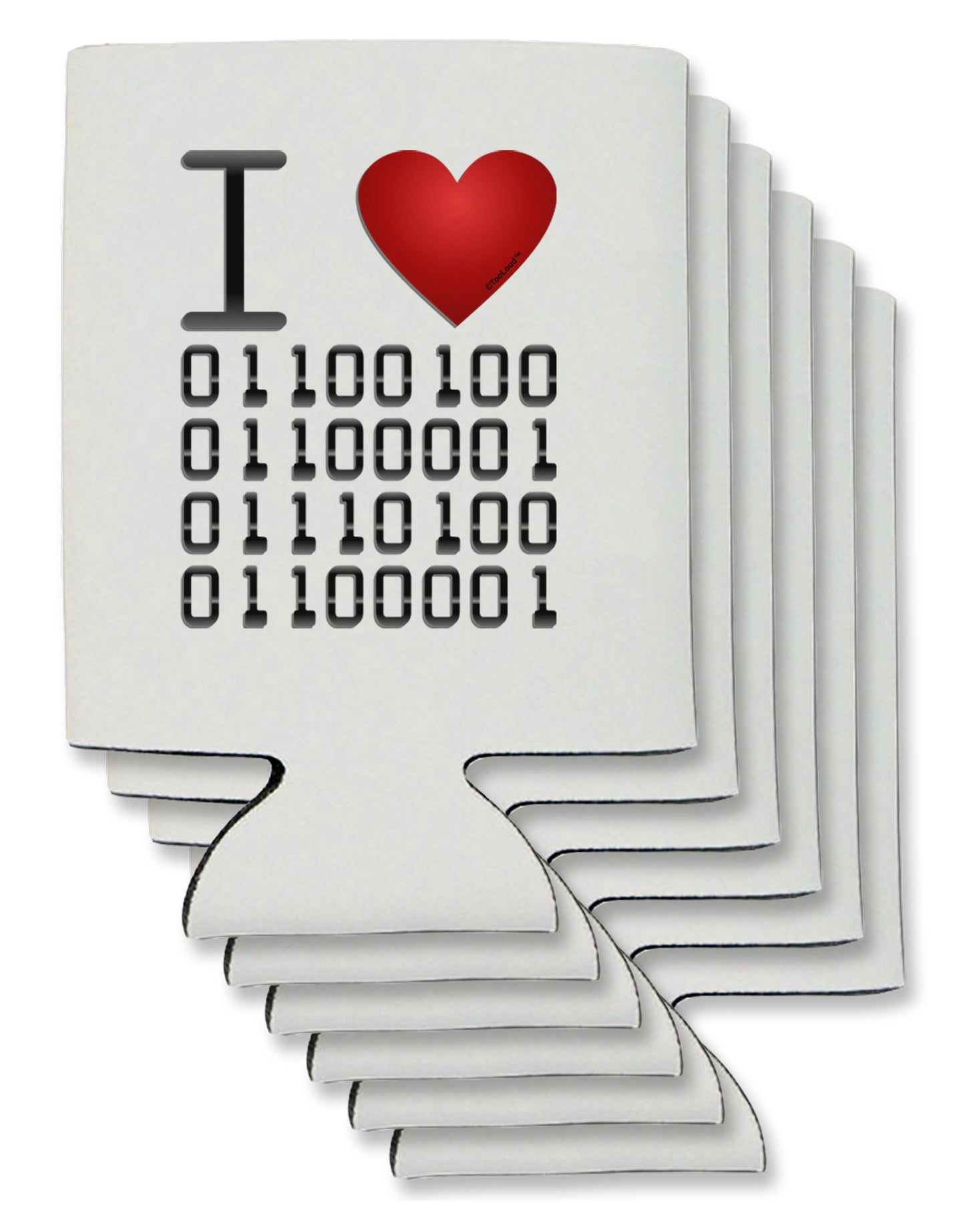 I Heart Binary Data Can / Bottle Insulator Coolers-Can Coolie-TooLoud-6-Davson Sales