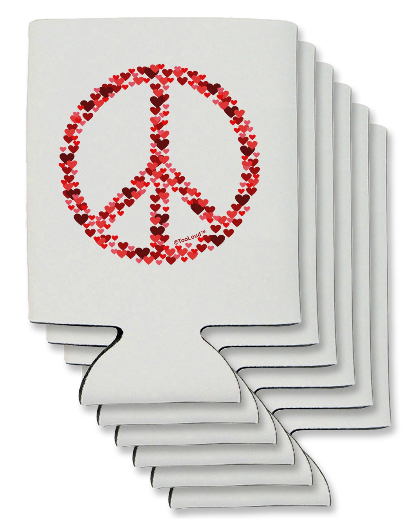 Peace Sign Hearts Red Can / Bottle Insulator Coolers-Can Coolie-TooLoud-6-Davson Sales