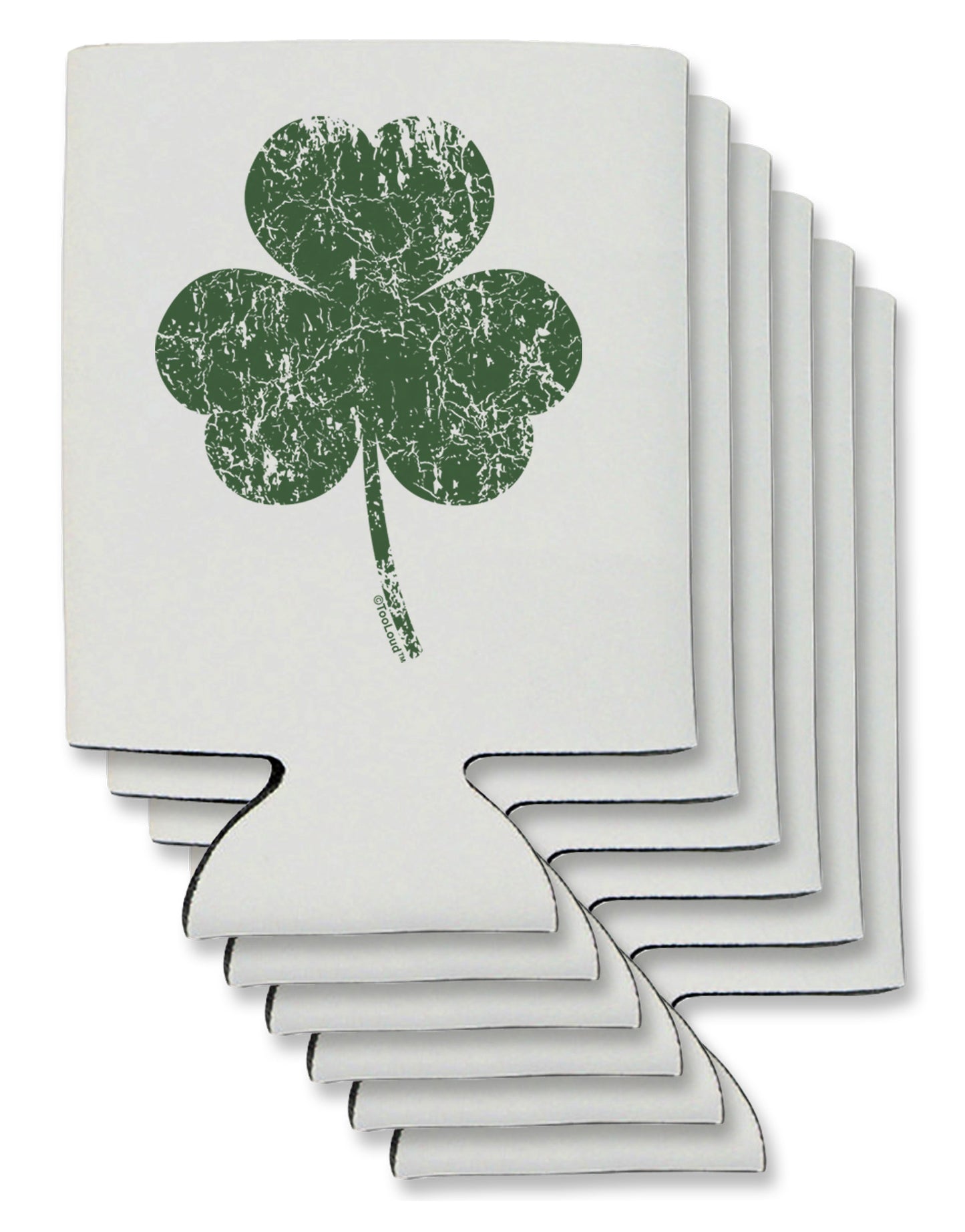 Distressed Traditional Irish Shamrock Can / Bottle Insulator Coolers-Can Coolie-TooLoud-6 Pieces-Davson Sales