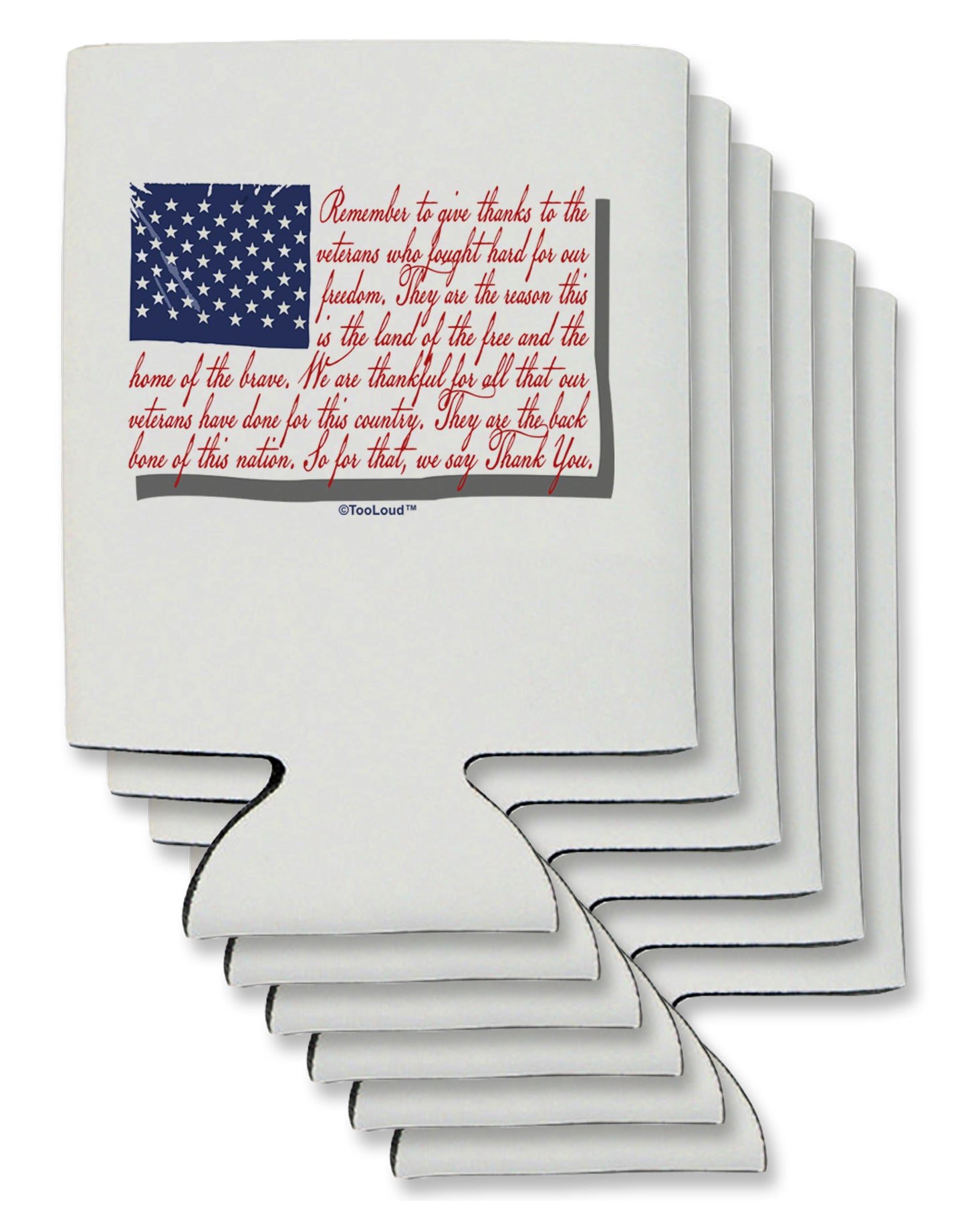 Veterans Scripted Flag Can / Bottle Insulator Coolers-Can Coolie-TooLoud-6-Davson Sales