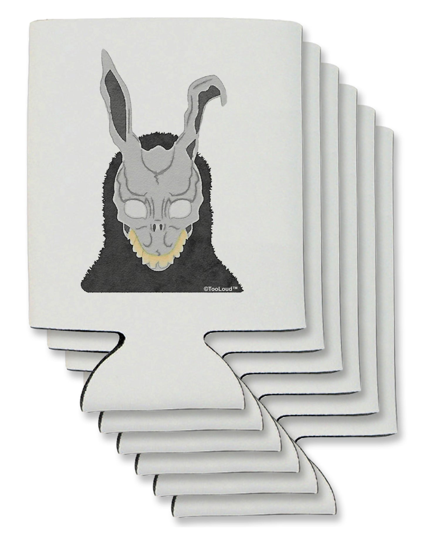 Scary Buny Face Watercolor Can / Bottle Insulator Coolers-Can Coolie-TooLoud-6 Pieces-Davson Sales