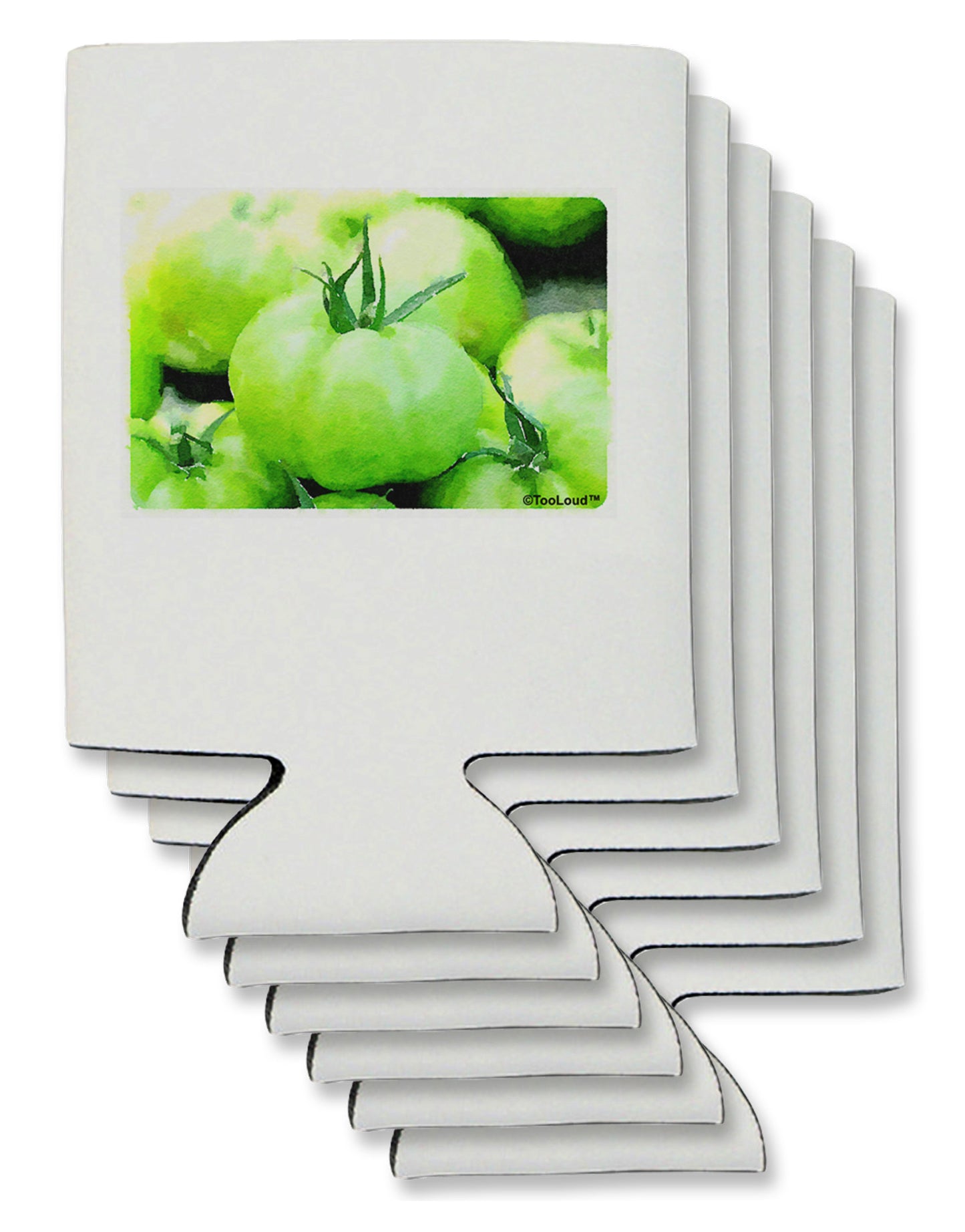 Watercolor Green Tomatoes Can / Bottle Insulator Coolers-Can Coolie-TooLoud-6 Pieces-Davson Sales