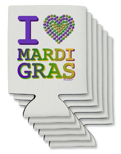 I Love Heart Mardi Gras Can / Bottle Insulator Coolers-Can Coolie-TooLoud-6 Pieces-Davson Sales