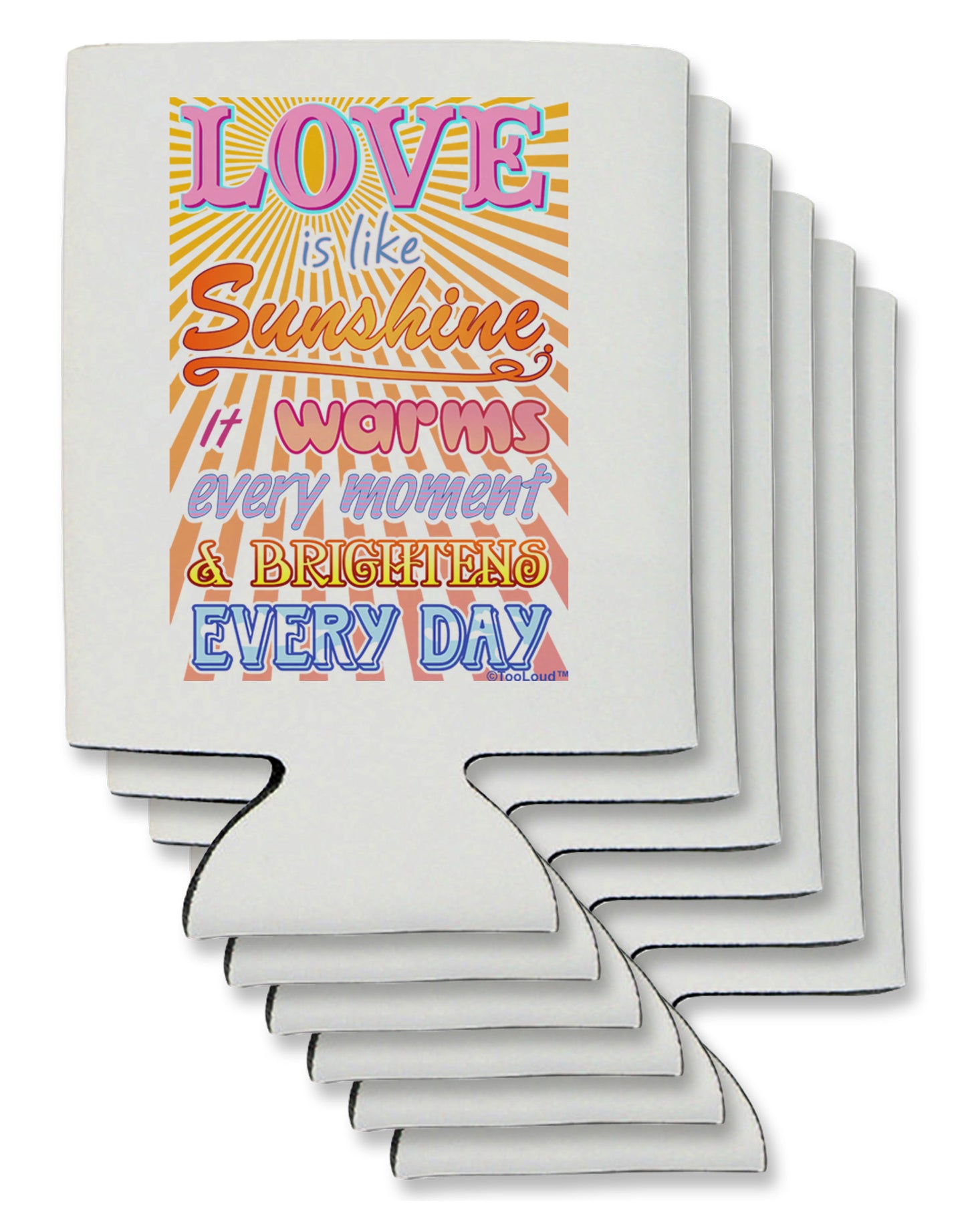Love is like Sunshine - Sunburst Can / Bottle Insulator Coolers-Can Coolie-TooLoud-6 Pieces-Davson Sales