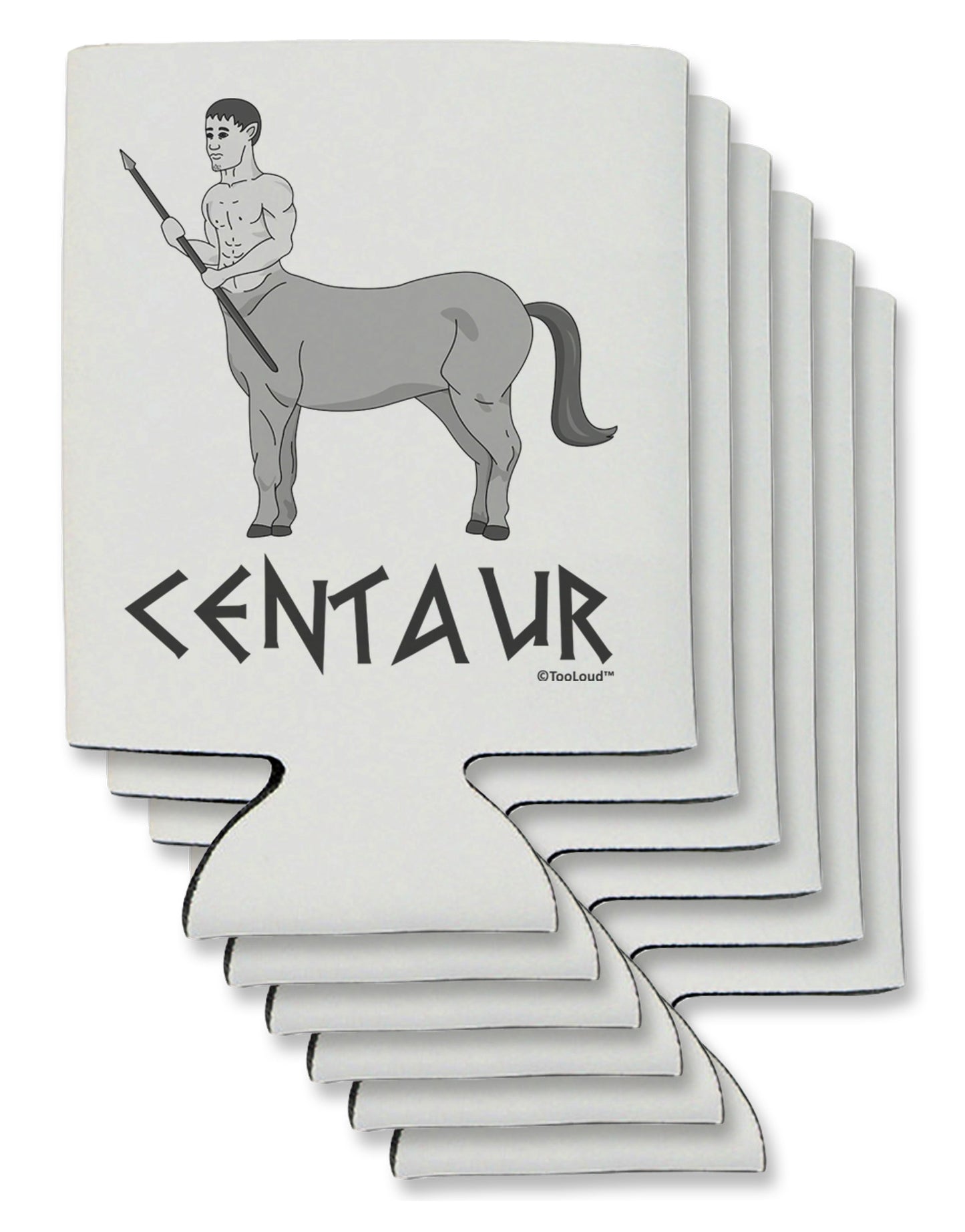 Greek Mythology Centaur Design - Grayscale - Text Can / Bottle Insulator Coolers by TooLoud-Can Coolie-TooLoud-6-Davson Sales