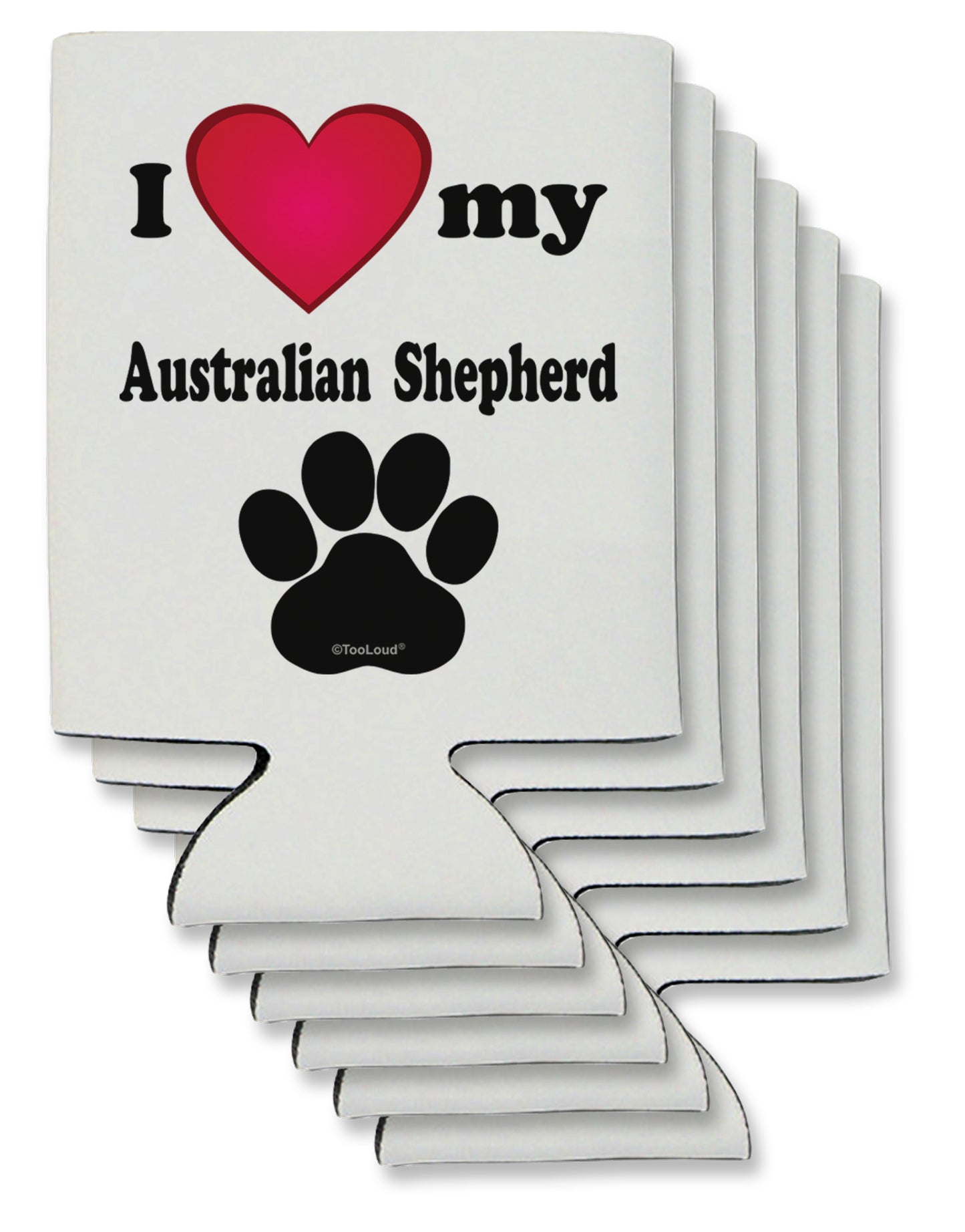 I Heart My Australian Shepherd Can / Bottle Insulator Coolers by TooLoud-Can Coolie-TooLoud-6-Davson Sales
