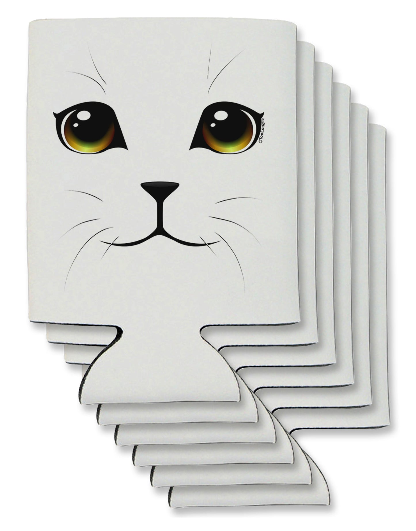 TooLoud Yellow Amber-Eyed Cute Cat Face Can / Bottle Insulator Coolers-Can Coolie-TooLoud-6-Davson Sales