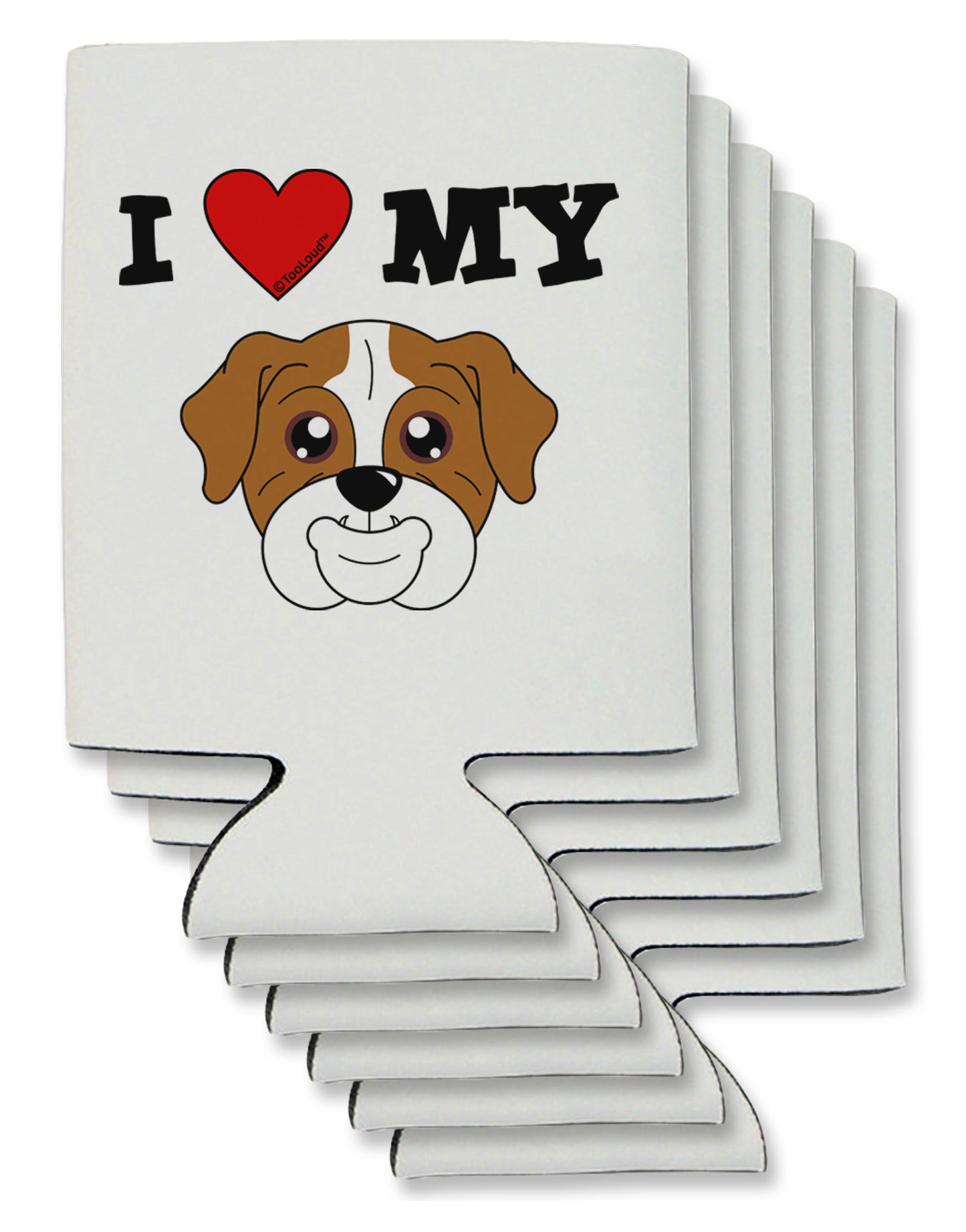 I Heart My - Cute Bulldog - Red Can / Bottle Insulator Coolers by TooLoud-Can Coolie-TooLoud-6-Davson Sales