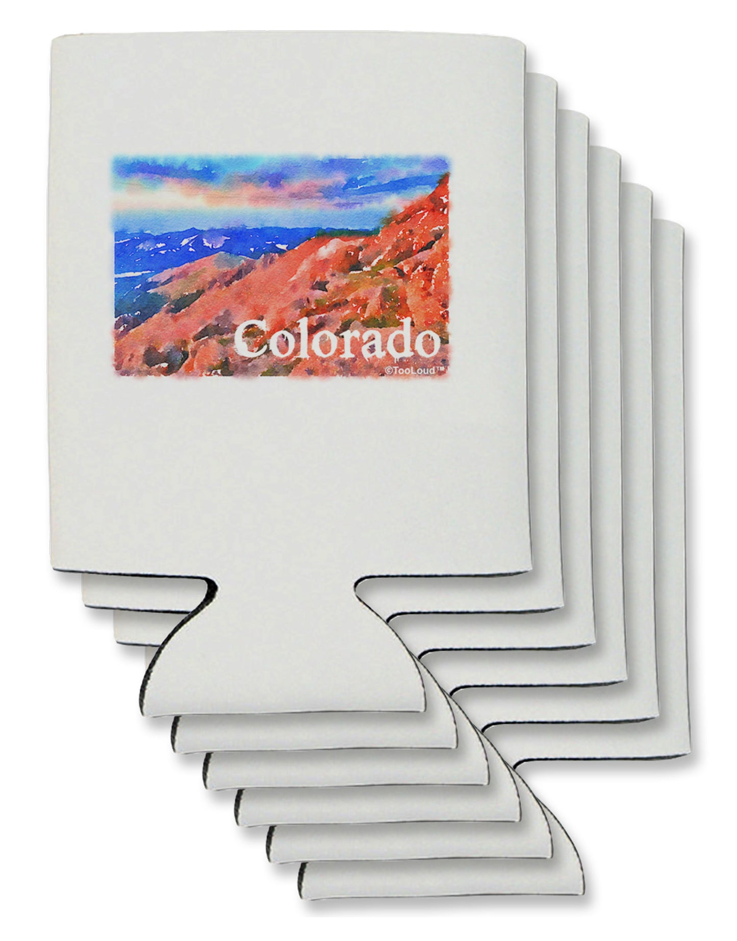 Colorado Mtn Sunset Soaked WaterColor Can / Bottle Insulator Coolers-Can Coolie-TooLoud-6-Davson Sales