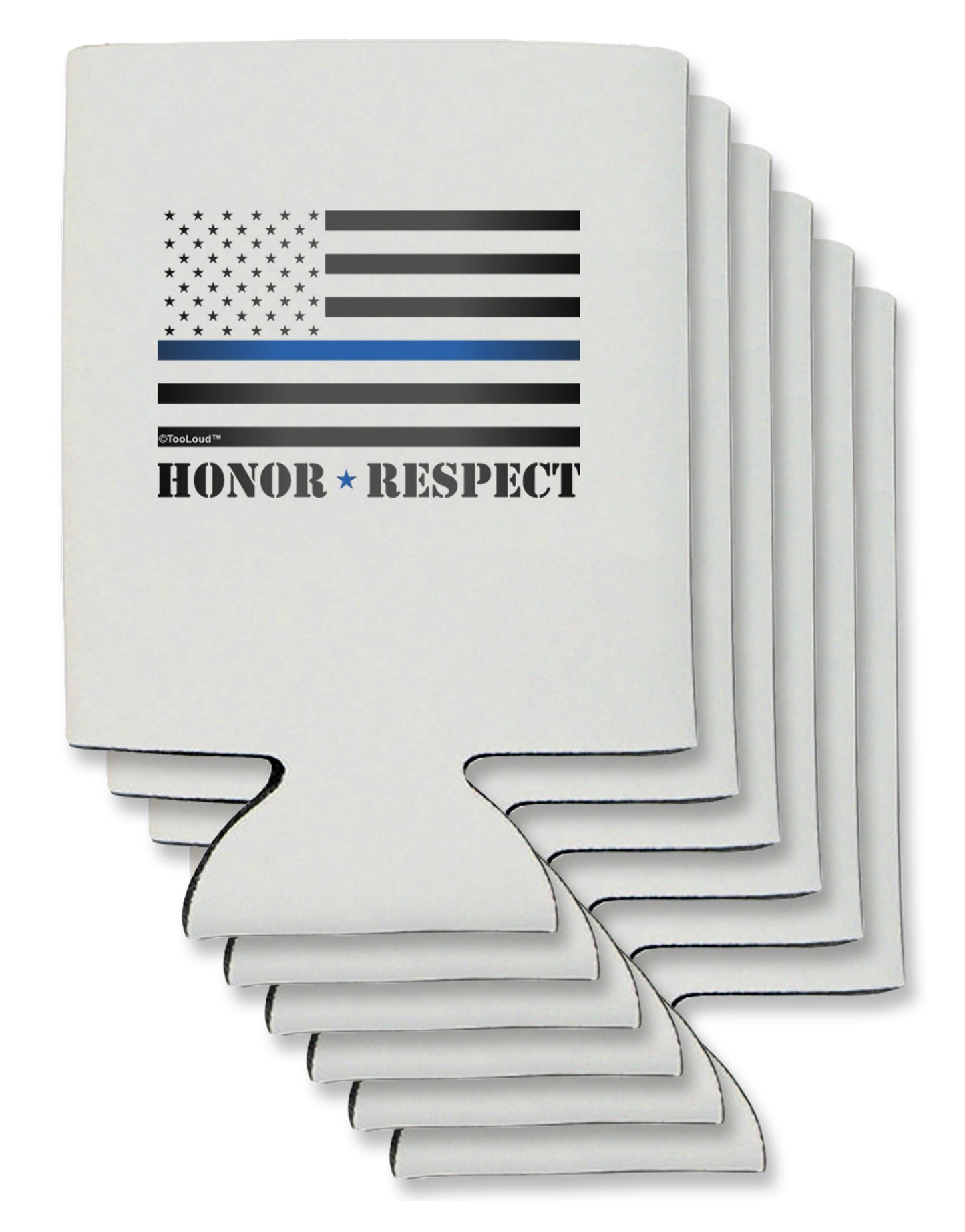 Honor Respect Blue Line Can / Bottle Insulator Coolers-Can Coolie-TooLoud-6-Davson Sales
