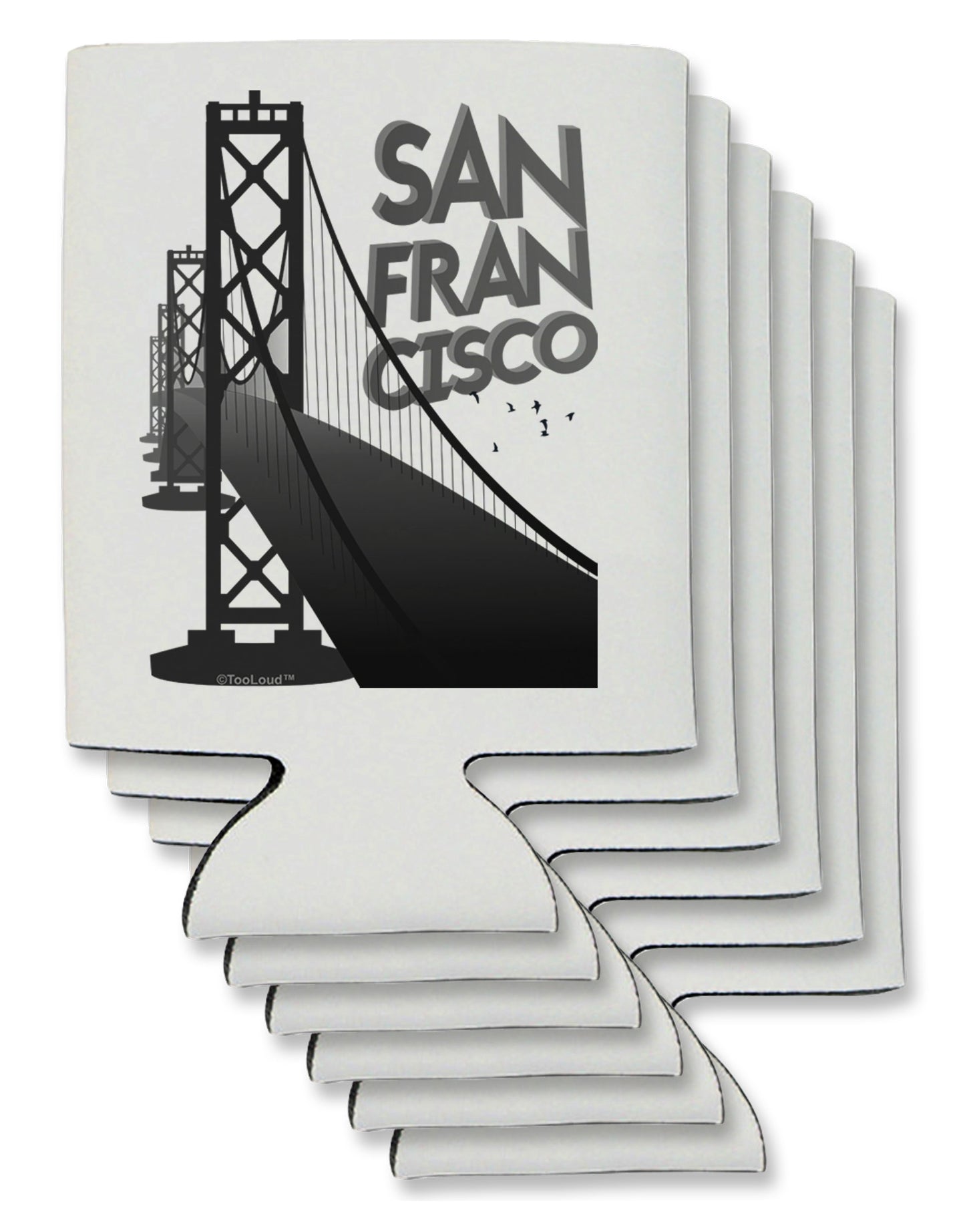 San Francisco Text Bay Bridge Can / Bottle Insulator Coolers-Can Coolie-TooLoud-6-Davson Sales