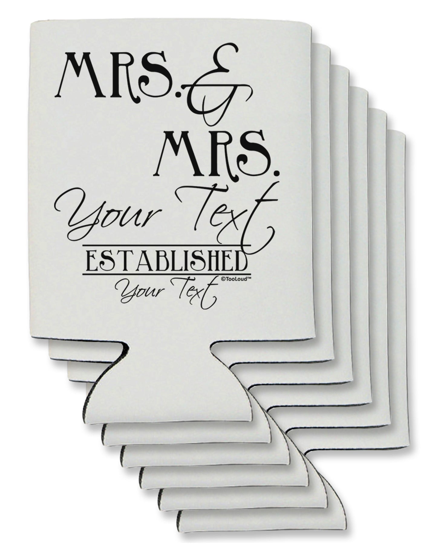Personalized Mrs and Mrs Lesbian Wedding - Name- Established -Date- Design Can / Bottle Insulator Coolers-Can Coolie-TooLoud-6-Davson Sales