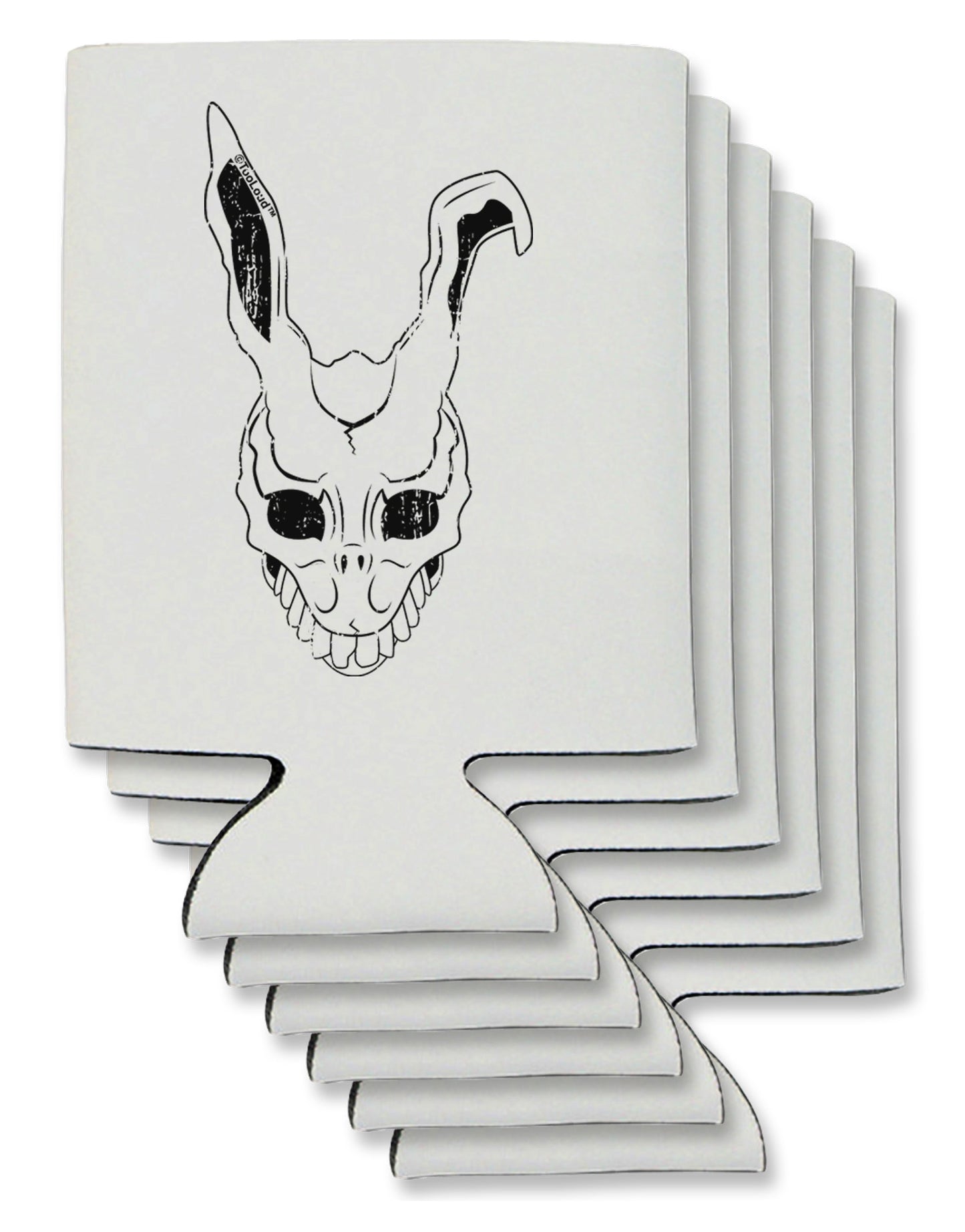 Scary Bunny Face White Distressed Can / Bottle Insulator Coolers-Can Coolie-TooLoud-6 Pieces-Davson Sales