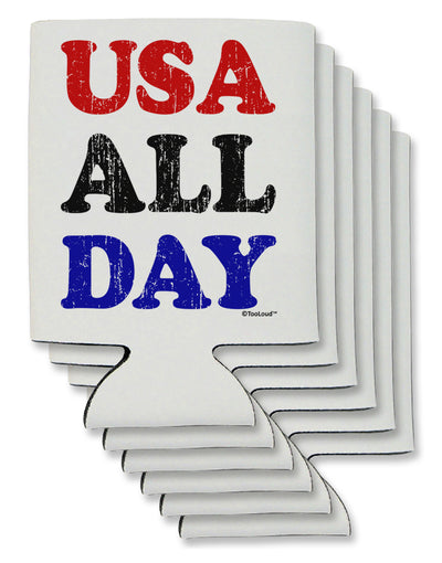 USA All Day - Distressed Patriotic Design Can / Bottle Insulator Coolers by TooLoud-Can Coolie-TooLoud-6-Davson Sales