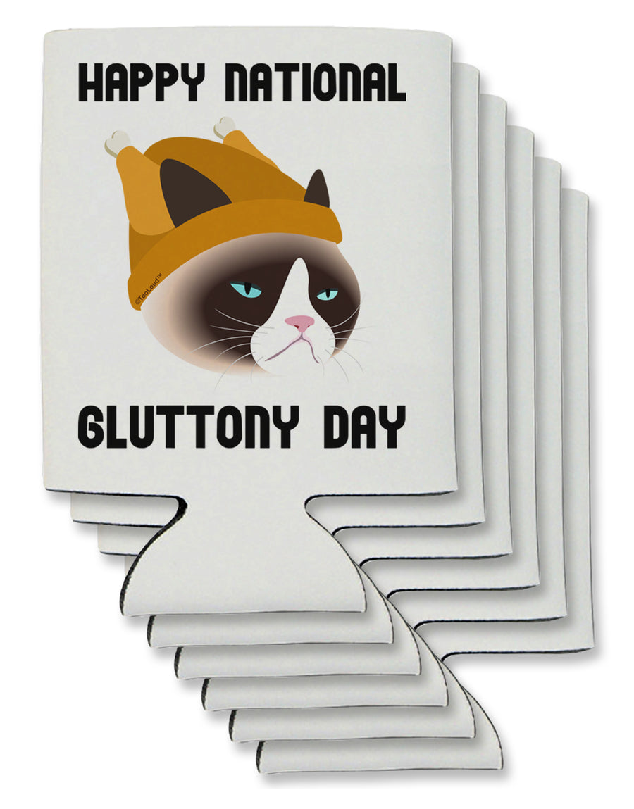 Gluttony Day Disgruntled Cat Can / Bottle Insulator Coolers by TooLoud-Can Coolie-TooLoud-1-Davson Sales