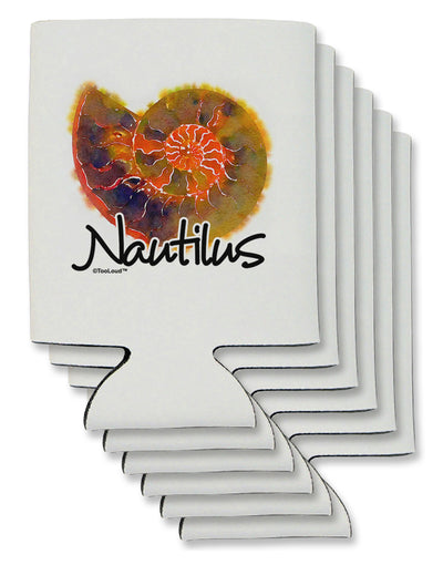 Nautilus Fossil Watercolor Text Can / Bottle Insulator Coolers-Can Coolie-TooLoud-6 Pieces-Davson Sales