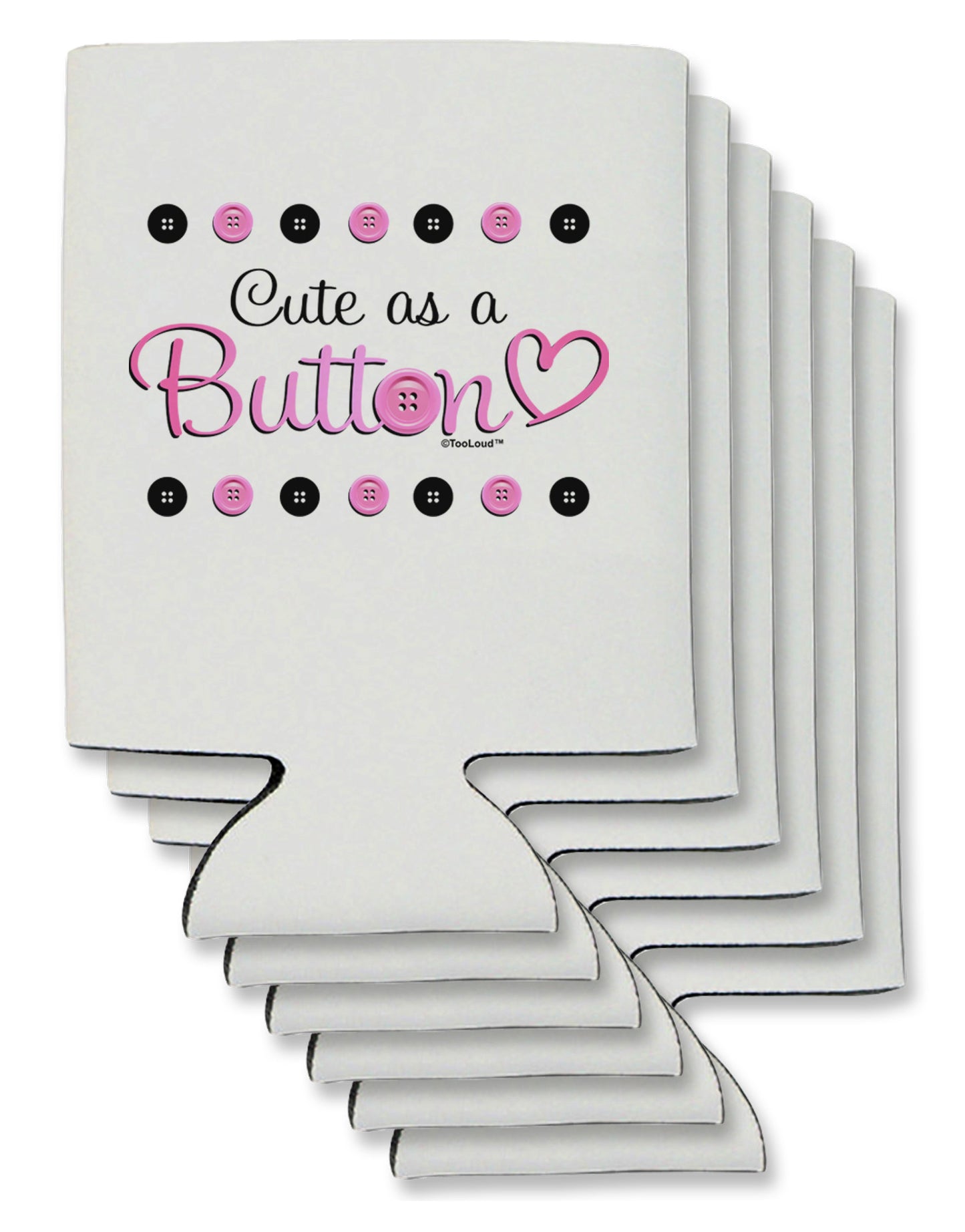 Cute As A Button Can / Bottle Insulator Coolers-Can Coolie-TooLoud-6-Davson Sales