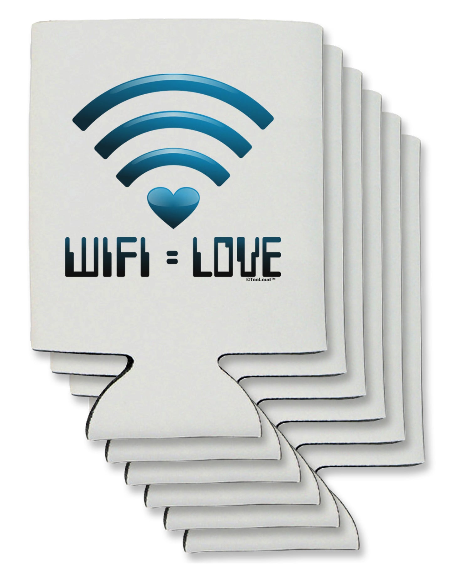 TooLoud Wifi Equals Love Can / Bottle Insulator Coolers-Can Coolie-TooLoud-6-Davson Sales