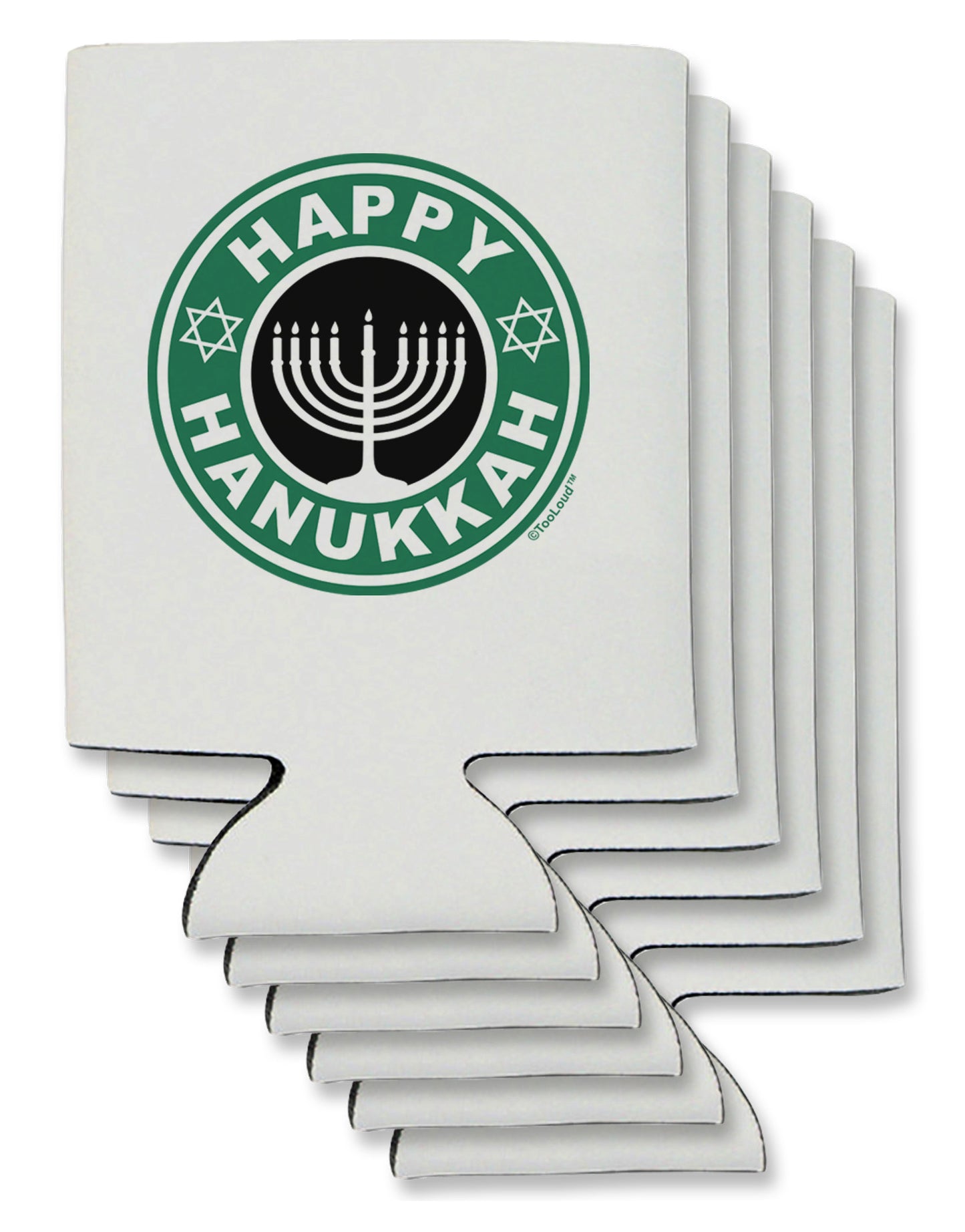 Happy Hanukkah Latte Logo Can / Bottle Insulator Coolers-Can Coolie-TooLoud-6-Davson Sales