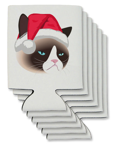 Santa Hat Disgruntled Siamese Cat Can / Bottle Insulator Coolers by TooLoud-Can Coolie-TooLoud-6-Davson Sales