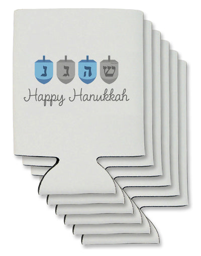 Happy Hanukkah Blue Dreidels Can / Bottle Insulator Coolers-Can Coolie-TooLoud-6 Pieces-Davson Sales