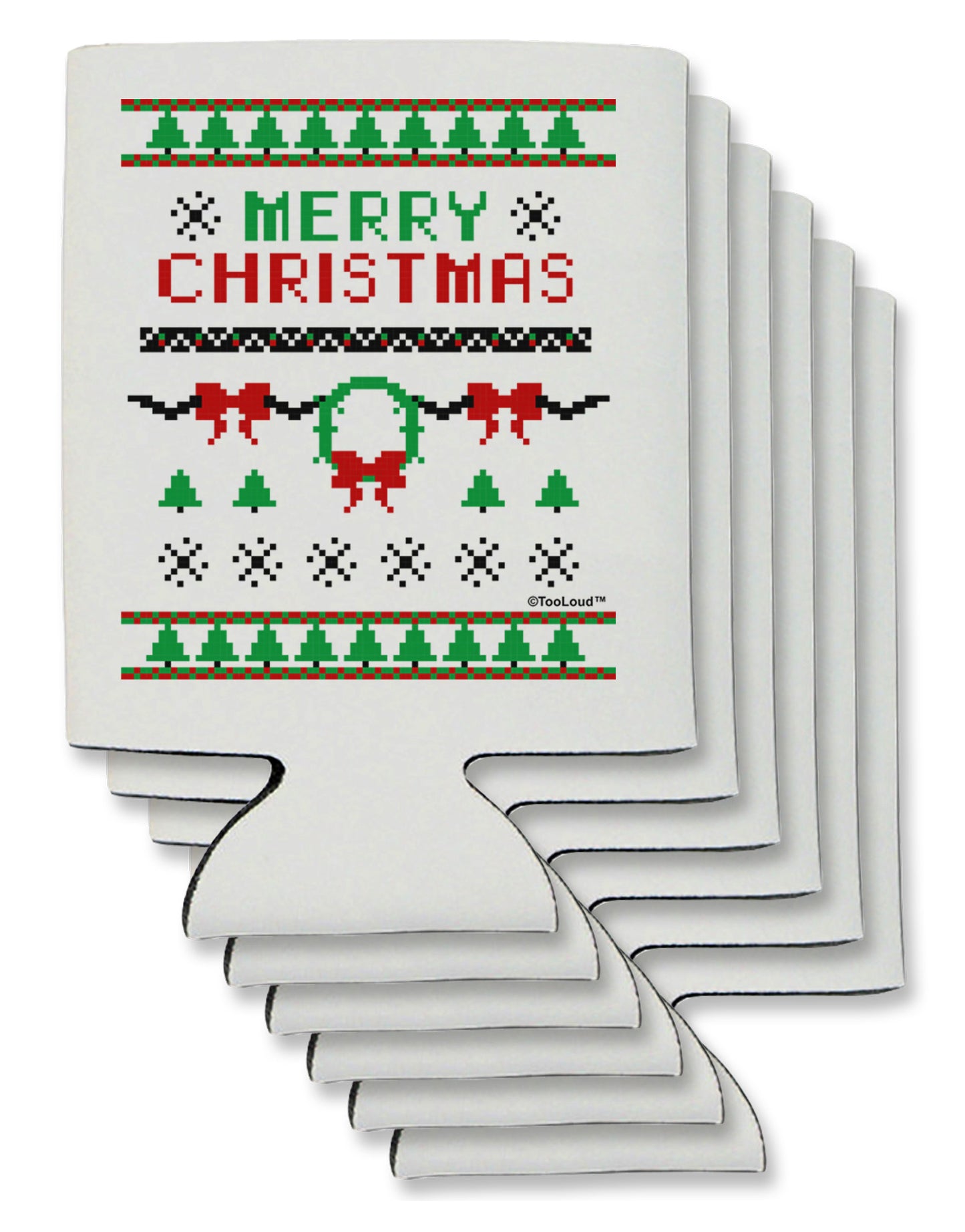 Merry Christmas Ugly Christmas Sweater Can / Bottle Insulator Coolers-Can Coolie-TooLoud-6-Davson Sales