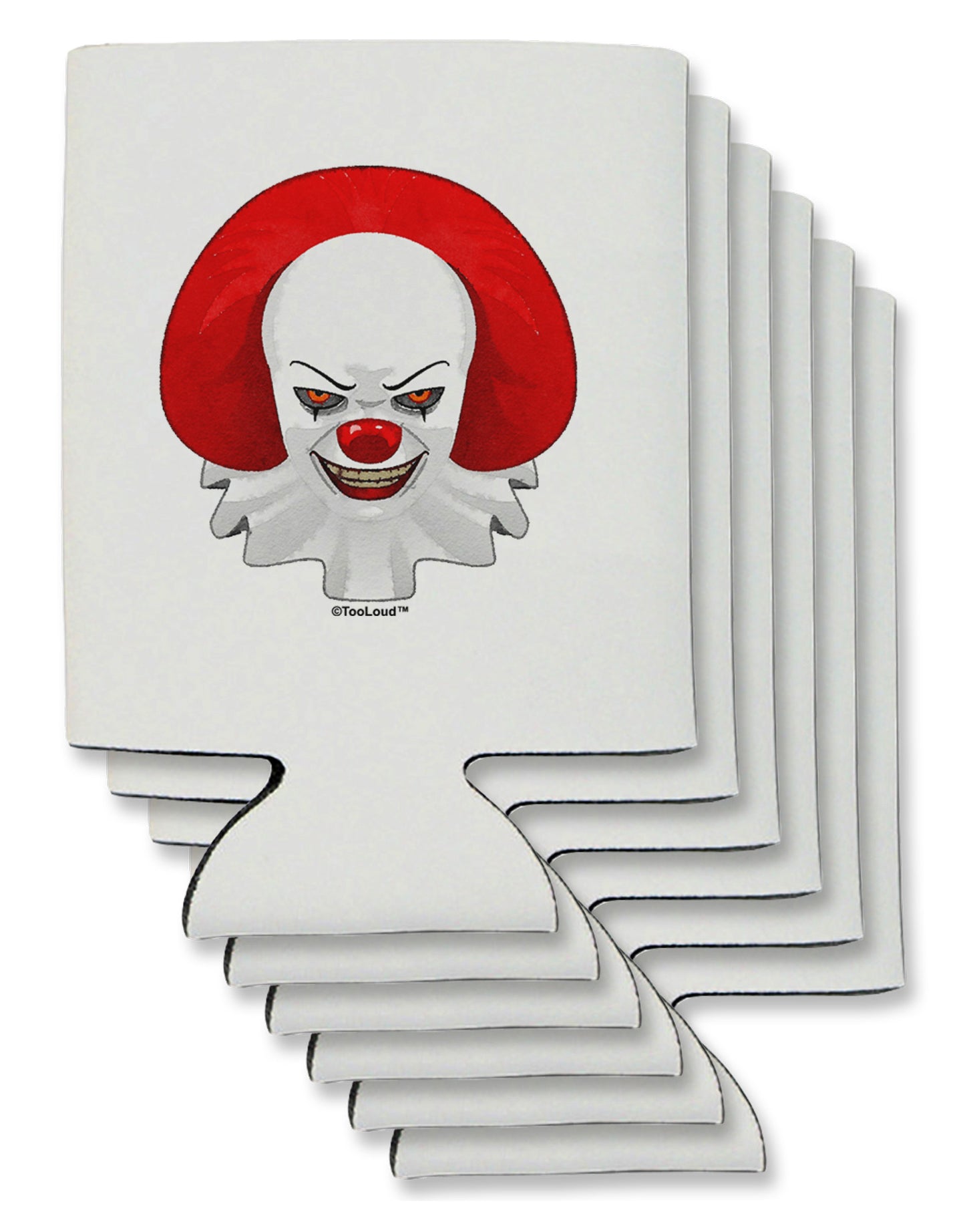 Scary Clown Watercolor Can / Bottle Insulator Coolers-Can Coolie-TooLoud-6 Pieces-Davson Sales