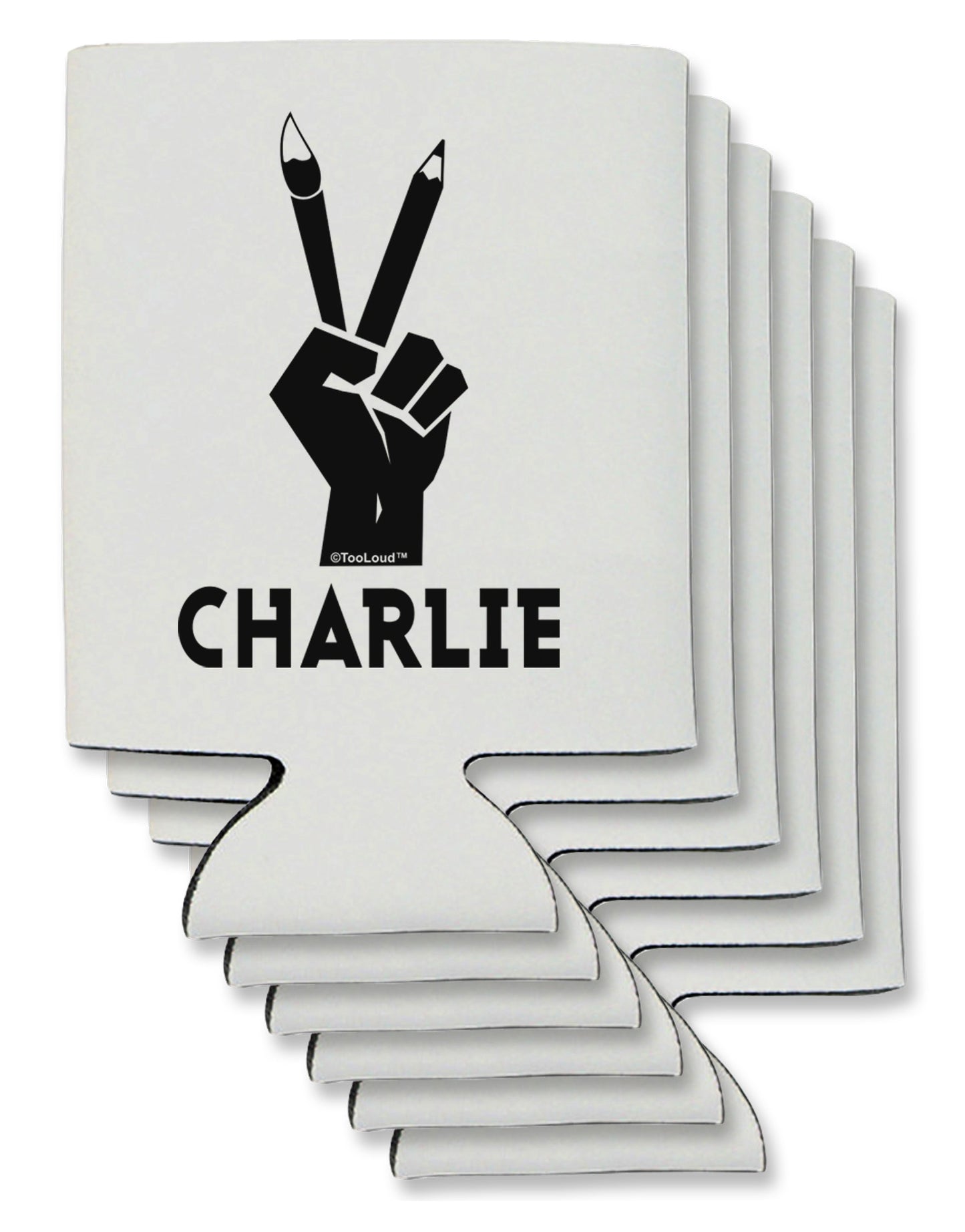Hand Peace Sign - Charlie Design Can / Bottle Insulator Coolers by TooLoud-Can Coolie-TooLoud-6-Davson Sales