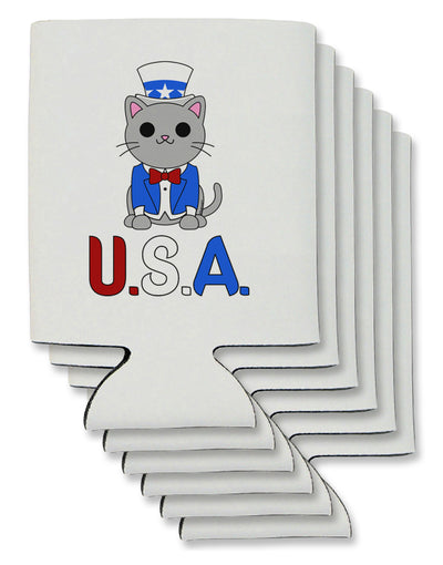 Patriotic Cat - USA Can / Bottle Insulator Coolers by TooLoud-Can Coolie-TooLoud-6-Davson Sales