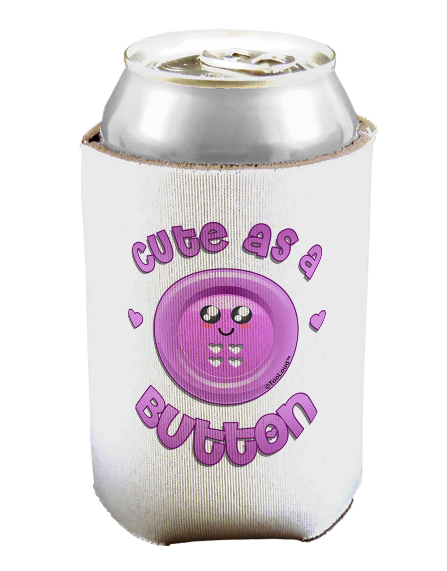 Cute As A Button Smiley Face Can / Bottle Insulator Coolers-Can Coolie-TooLoud-1-Davson Sales
