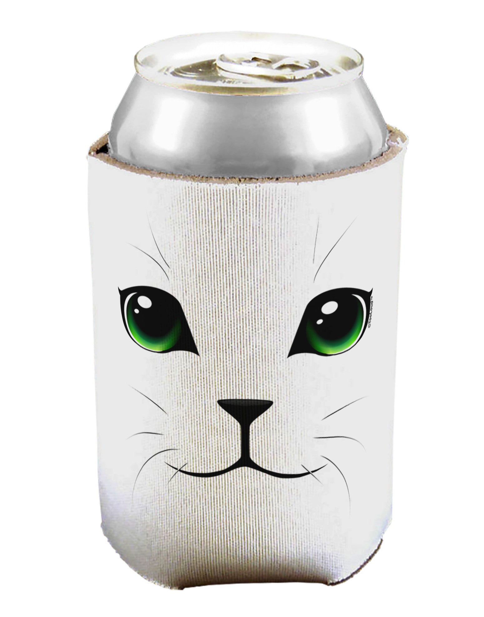 Green-Eyed Cute Cat Face Can / Bottle Insulator Coolers-Can Coolie-TooLoud-1-Davson Sales