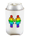 Rainbow Lesbian Women Holding Hands Can and Bottle Insulator Cooler-Bottle Insulator-TooLoud-White-Davson Sales
