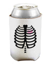 Black Skeleton Ribcage with Pink Heart Halloween Can and Bottle Insulator Cooler-Bottle Insulator-TooLoud-White-Davson Sales