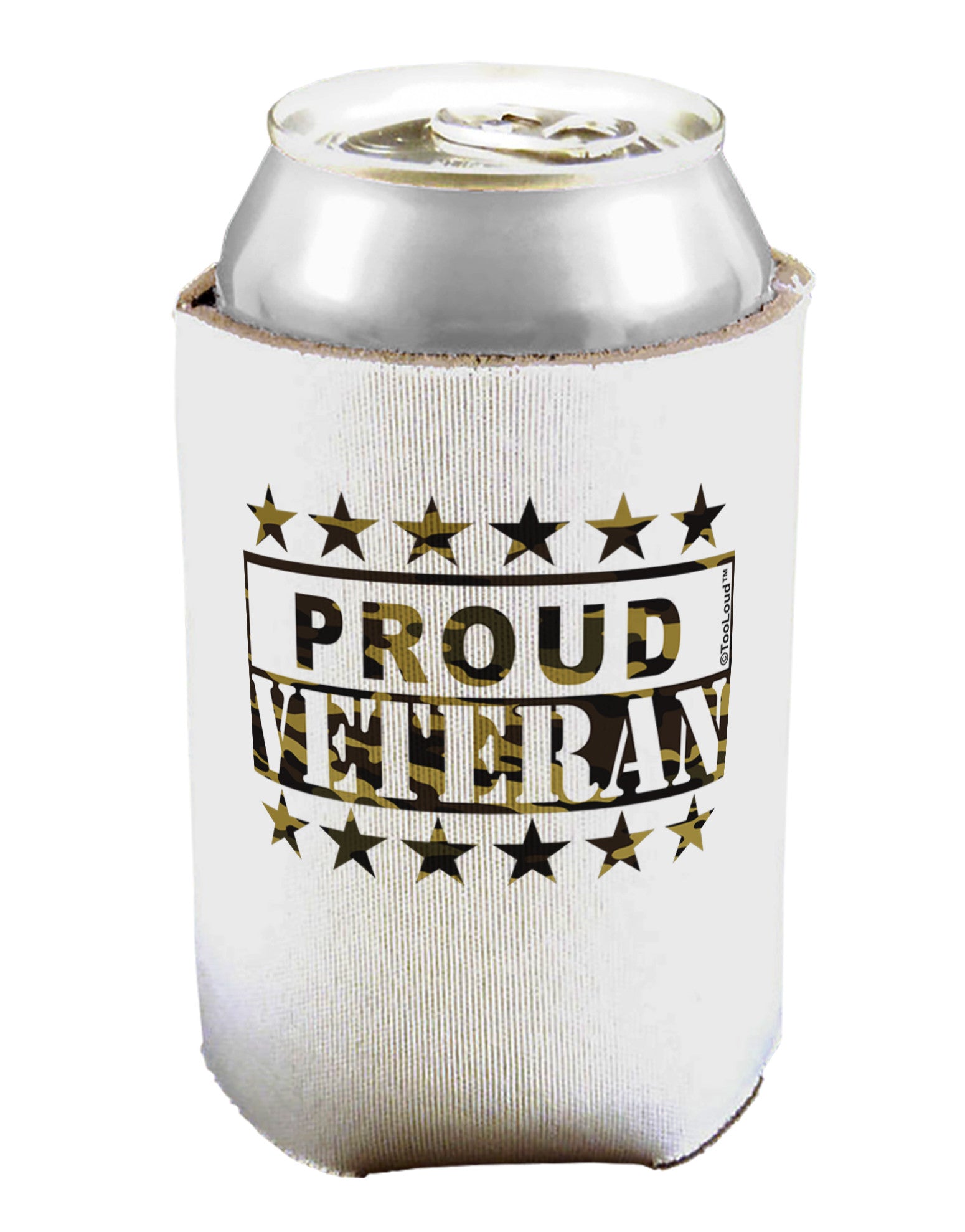 Proud Veteran Camo Can / Bottle Insulator Coolers-Can Coolie-TooLoud-1-Davson Sales