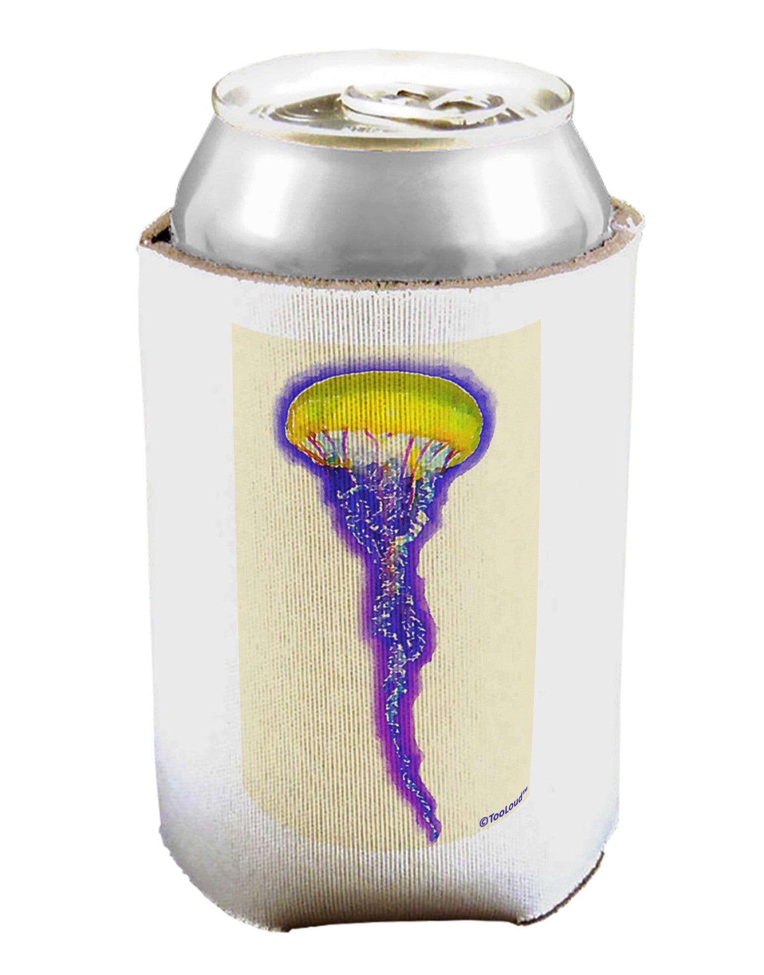 Jellyfish Outlined in Purple Watercolor Can / Bottle Insulator Coolers-Can Coolie-TooLoud-1-Davson Sales