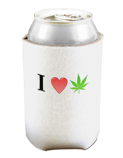 I Heart Marijuana Leaf Can and Bottle Insulator Cooler-Bottle Insulator-TooLoud-White-Davson Sales