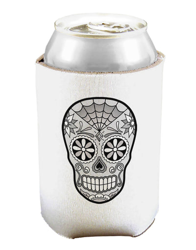 Version 10 Grayscale Day of the Dead Calavera Can and Bottle Insulator Cooler-Bottle Insulator-TooLoud-White-Davson Sales