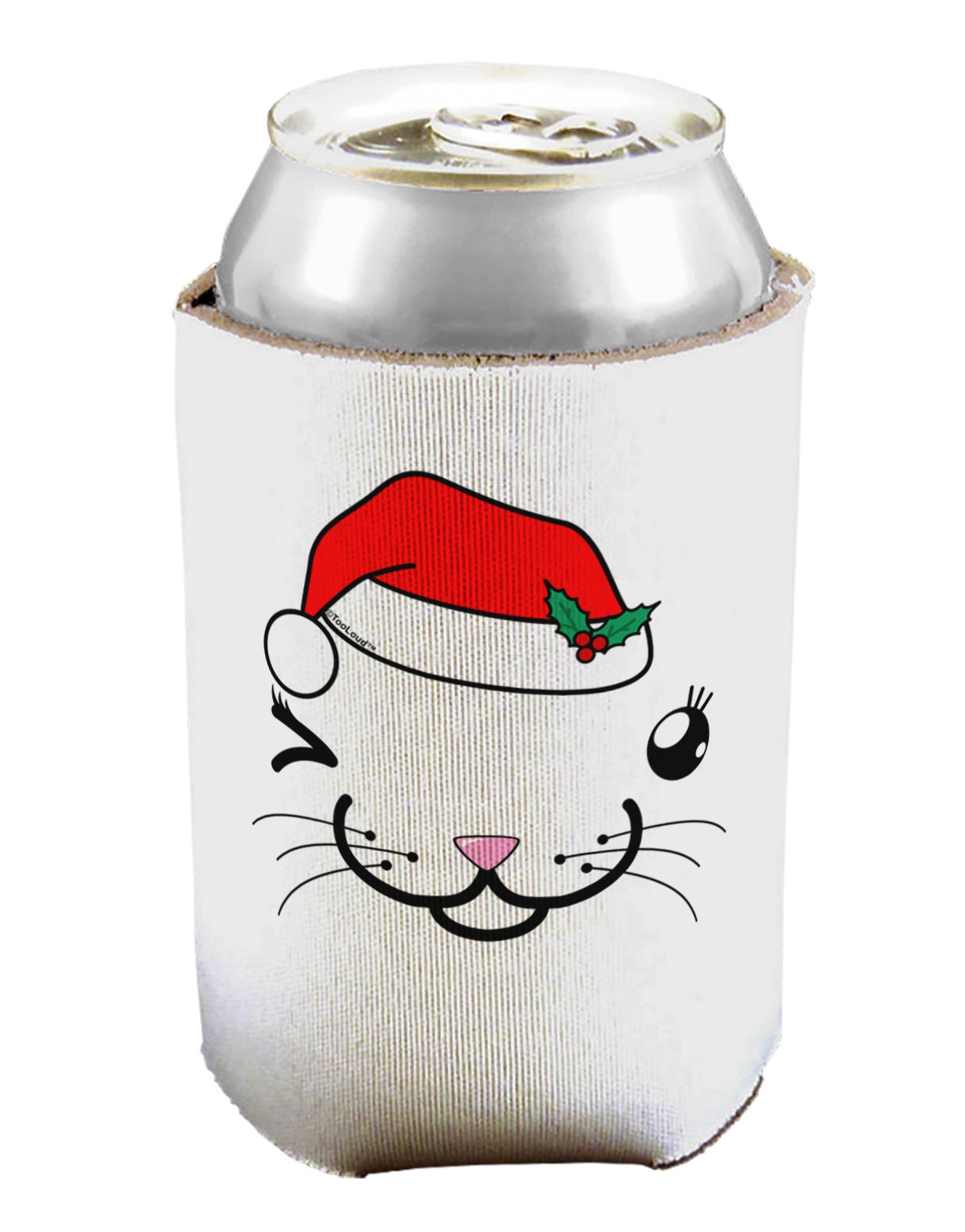 Kyu-T Face Kattia Santa Hat Girl Cat Can / Bottle Insulator Coolers-Can Coolie-TooLoud-1 Piece-Davson Sales