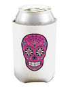 Version 4 Pink Day of the Dead Calavera Can and Bottle Insulator Cooler-Bottle Insulator-TooLoud-White-Davson Sales