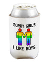 Sorry Girls I Like Boys Gay Rainbow Can and Bottle Insulator Cooler-Bottle Insulator-TooLoud-White-Davson Sales