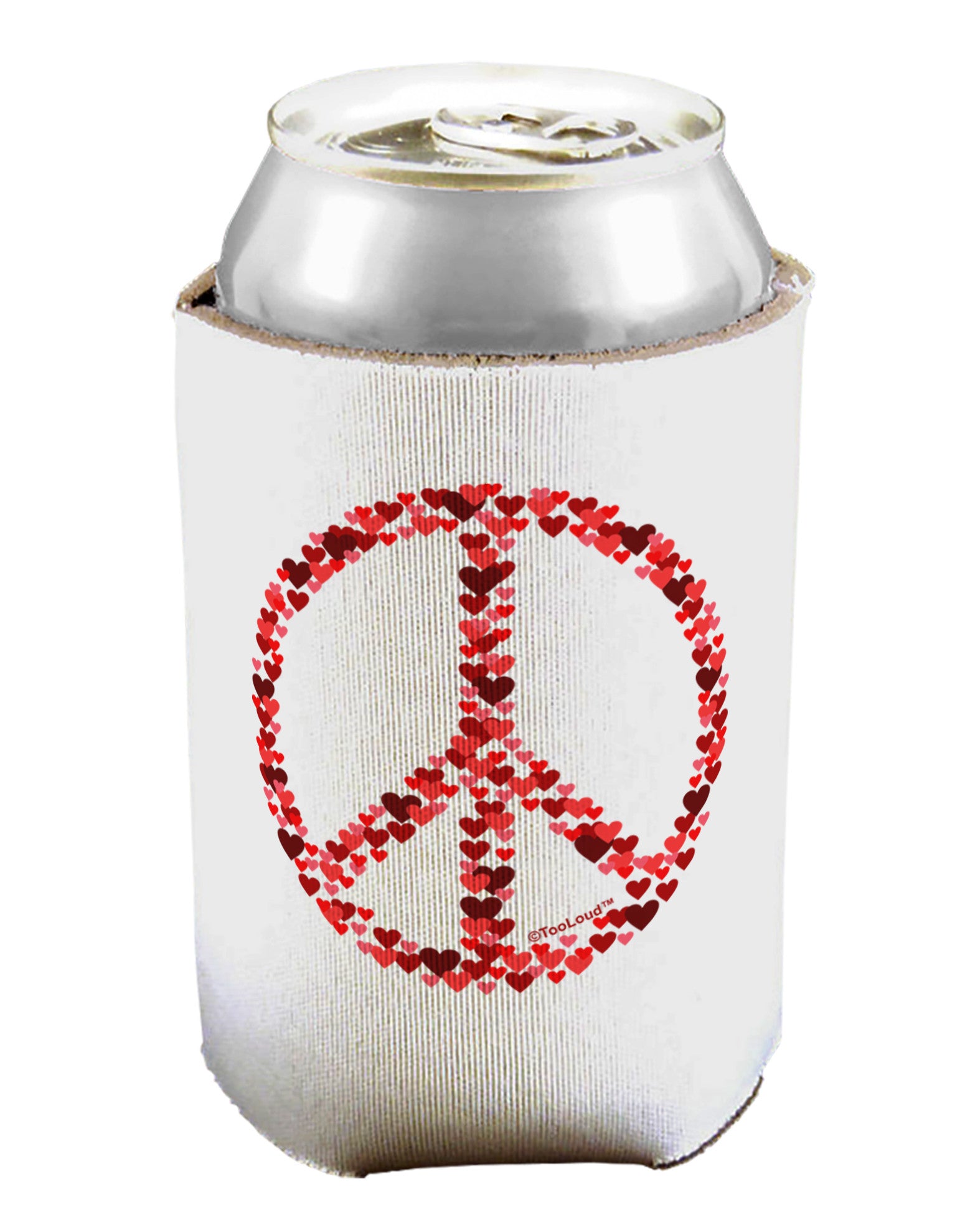 Peace Sign Hearts Red Can / Bottle Insulator Coolers-Can Coolie-TooLoud-1-Davson Sales