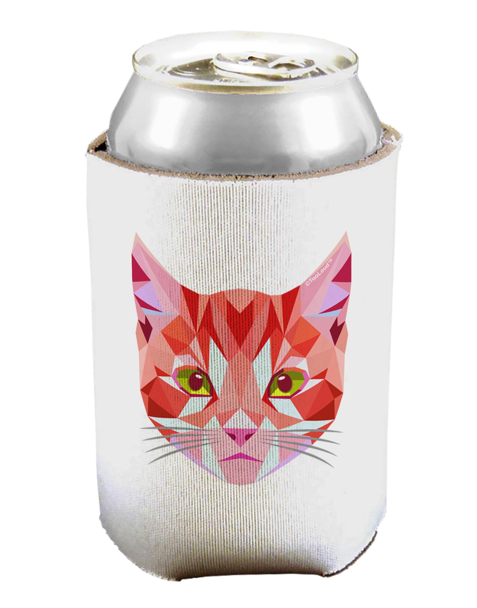Geometric Kitty Red Can / Bottle Insulator Coolers-Can Coolie-TooLoud-1-Davson Sales