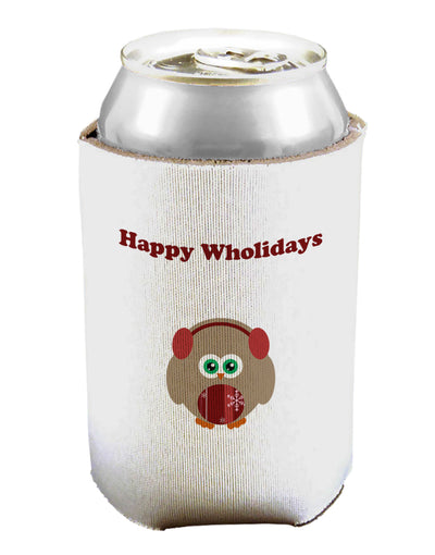 Happy Wholidays Winter Owl With Earmuffs Can / Bottle Insulator Coolers-Can Coolie-TooLoud-1 Piece-Davson Sales