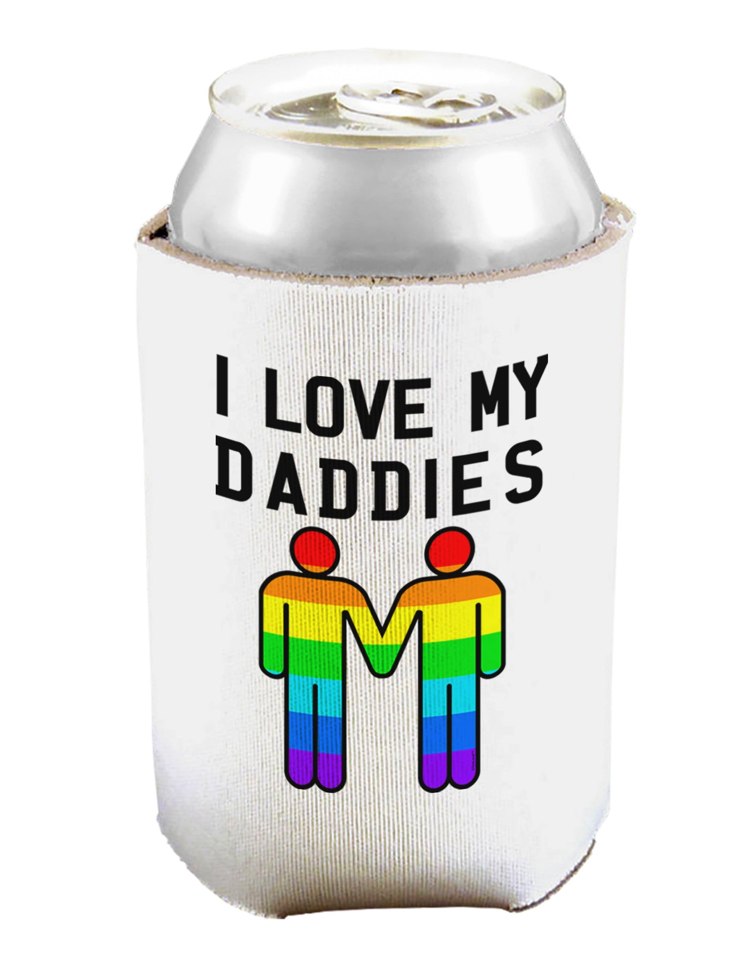 I Love My Daddies LGBT Can and Bottle Insulator Cooler-Bottle Insulator-TooLoud-White-Davson Sales