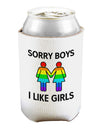 Sorry Boys I Like Girls Lesbian Rainbow Can and Bottle Insulator Cooler-Bottle Insulator-TooLoud-White-Davson Sales