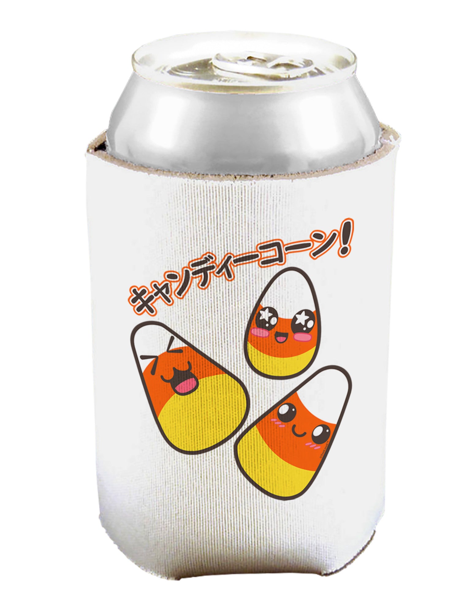 Japanese Kawaii Candy Corn Halloween Can and Bottle Insulator Cooler-Bottle Insulator-TooLoud-White-Davson Sales