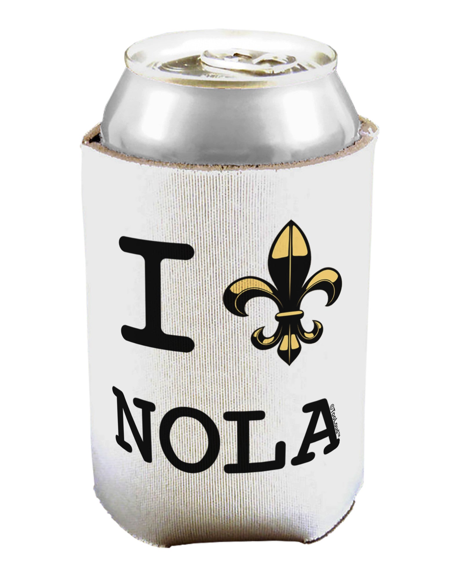 I Love NOLA Fleur de Lis Can / Bottle Insulator Coolers-Can Coolie-TooLoud-1-Davson Sales