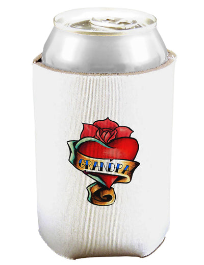 Tattoo Heart Grandpa Can and Bottle Insulator Cooler-Bottle Insulator-TooLoud-White-Davson Sales